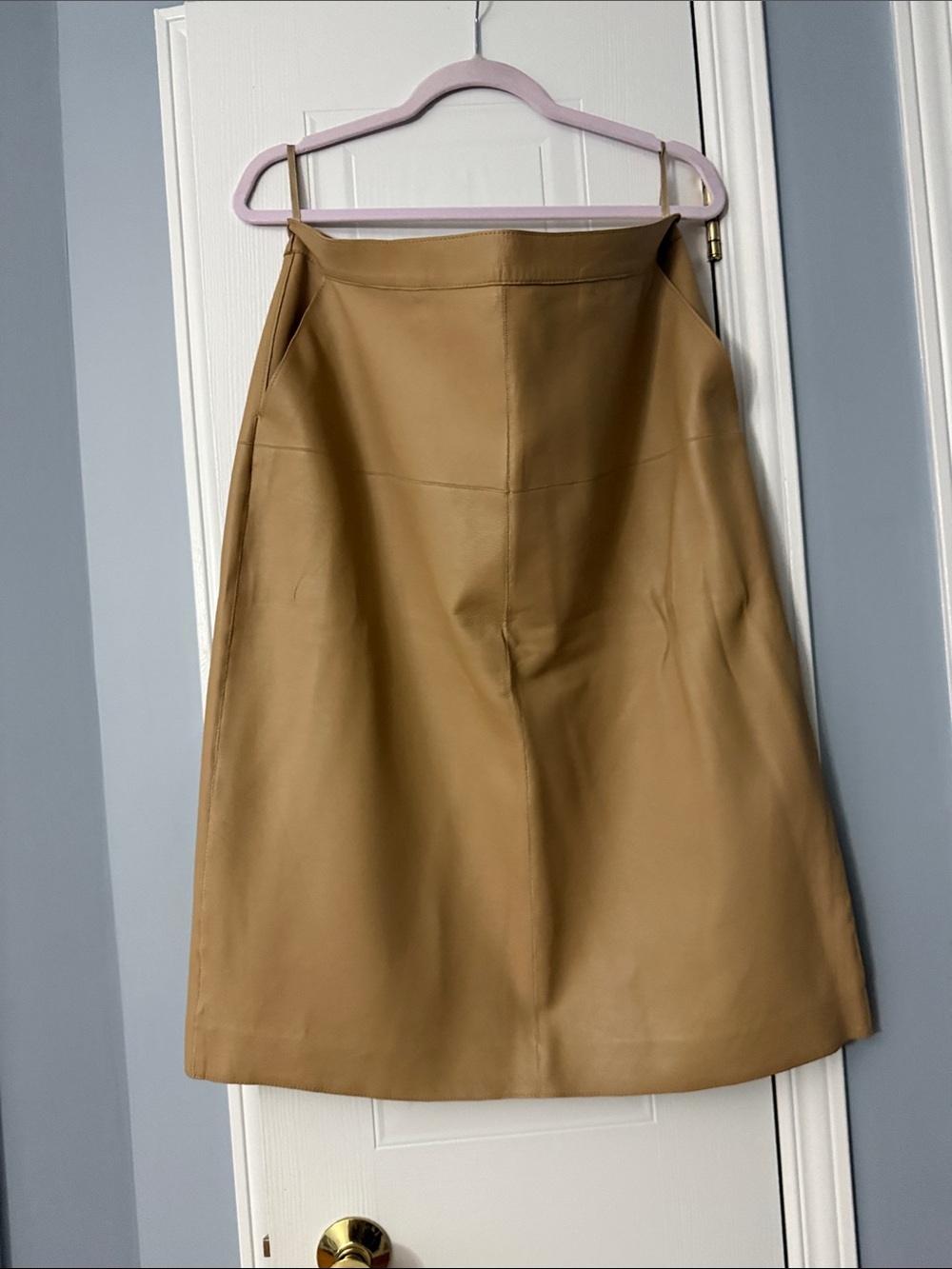 Danier Camel Leather A-Line Skirt